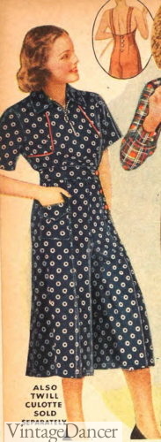 1930s circle dot pattern culottes set