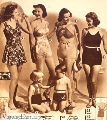 1930s swim bathing suits 1930s women and children 500