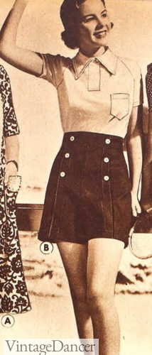 1930s sailor button front shorts