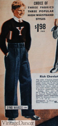 1930s teenage boys clothing college pants sweater varsity