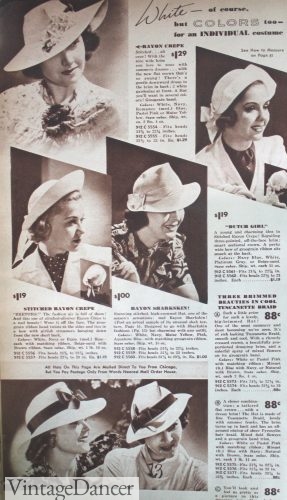 1930s womens hats 1938 at VintageDancer