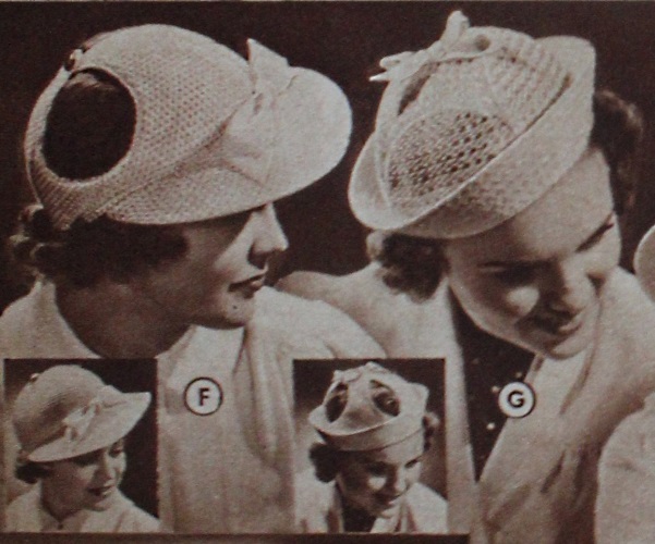 1930s hats styles history women. 1938 open crown knit cap and sailor hat