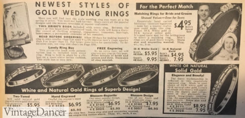 1938 flower engraved wedding bands for brides and grooms