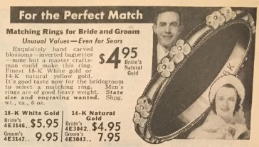 1938 matching wedding rings for bride and groom