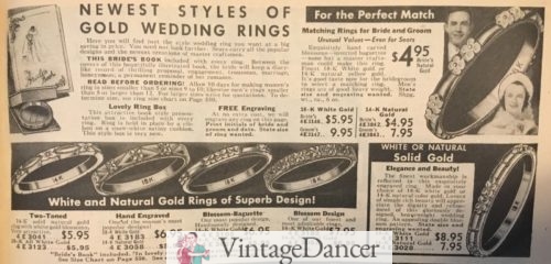 1938 flower engraved wedding bands for brides and grooms