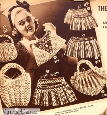 1938 wood bead bags