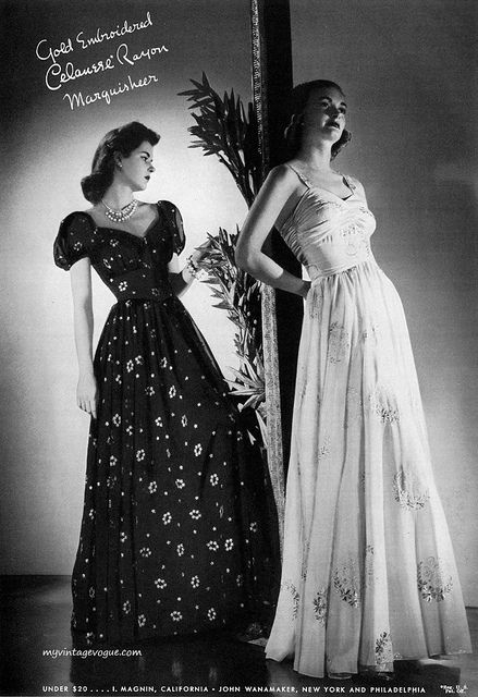 1940s Formal Dresses, Prom Dresses, Cocktail Dresses History