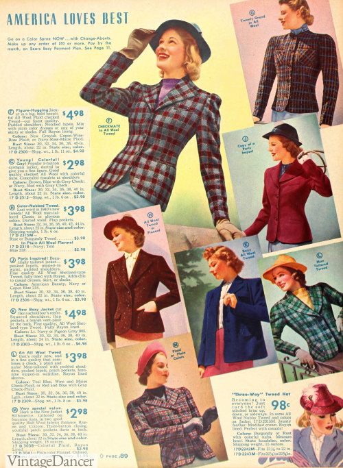 1930s women jackets in color 1939 blazer jackets at VintageDancer 