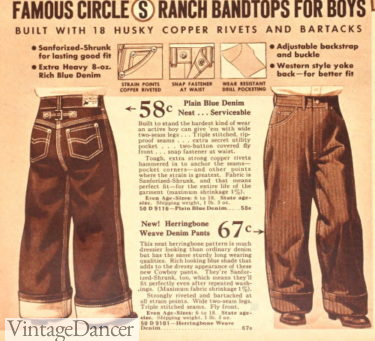 1930s boy teen denim jeans