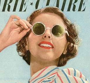 1939 white sunglasses, green lenses