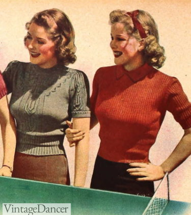 1939 short sleeve knit tops teen girls