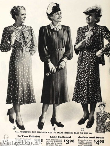 1939 older women fashion clothing dresses