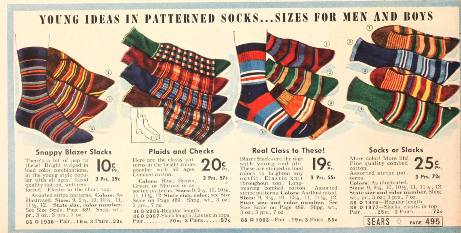 Vintage Men's Socks History-1900 to 1960s