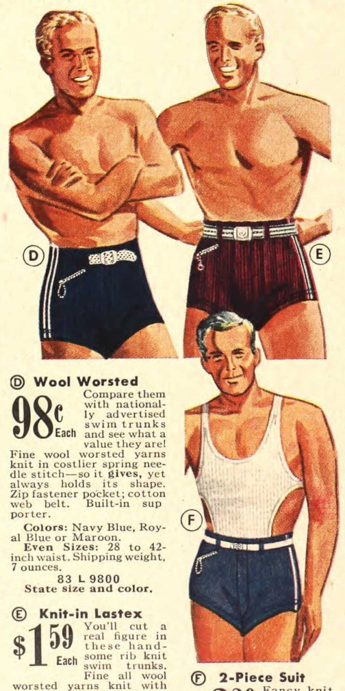 Vintage Mens Swimwear History 1930s 1940s 1950s 3278