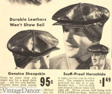 1930s mens hats headwear leather caps