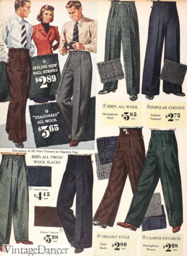 1939 mens pants trousers in color
