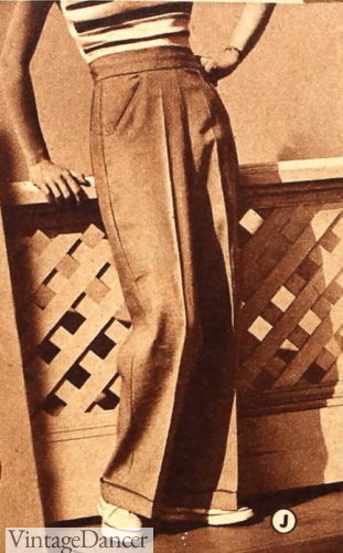 1930s basic slacks women's vintage wide leg pants