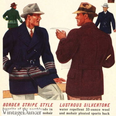 1930s Hudson stripe jacket or plain brown Mackinaw coats