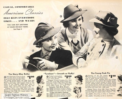 1930s1940s hats felt mens styles Roller, Tyrolean, and Pork Pie hats for women
