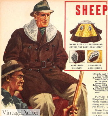 1930s sheepskin shearling collar coat