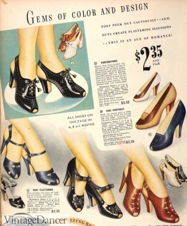 1939 shoes 1930s shoes styles women history ww2