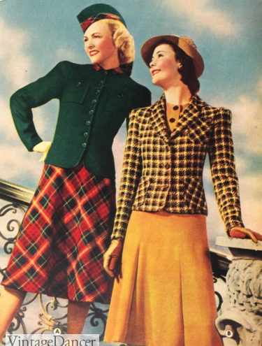1930s green or plaid blazers with skirts 1939 1940s