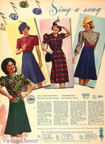 1930s A-line skirts 1939