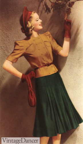 1930s green swing skirt 1939