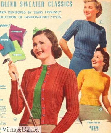 1939 twin sweater sets for teens girls red green blue yellow