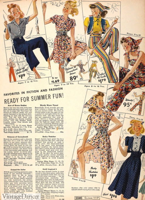 1930s older girls and teens summer casual fashion clothing playsuits