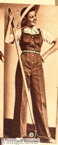 1930s women button down work or play cotton overalls