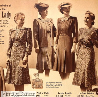 older women's clothing 1940s fashion hats dresses