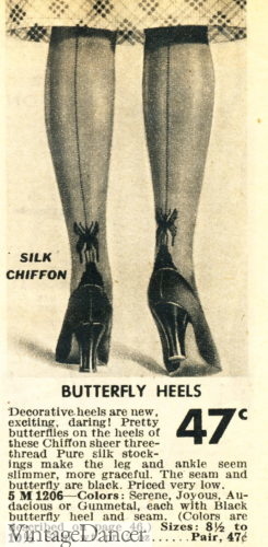1940 novelty butterfly backseam cuban heel stockings