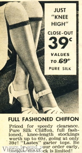 1940 Knee High Stockings socks over the calf nylons