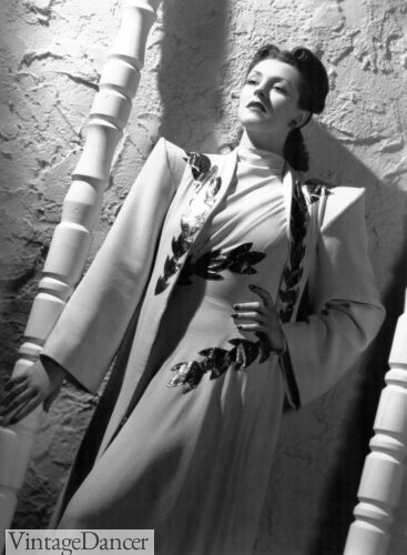 1940s applique evening dress and coat