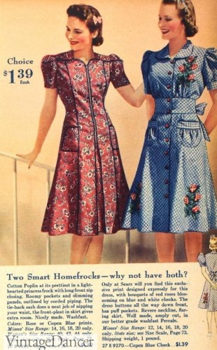 1940 zipper front and apron-style house dresses 1940 house dresses housewife dress