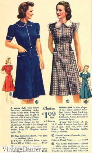 1940 zipper front house dresses