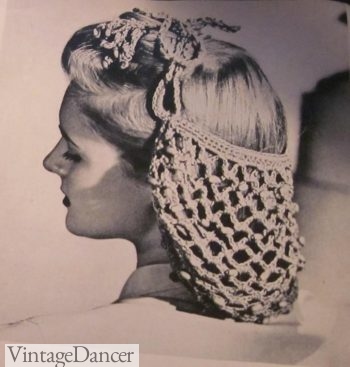 Vintage style 1940's handmade hair snood wartime ww2 Victorian peach 
