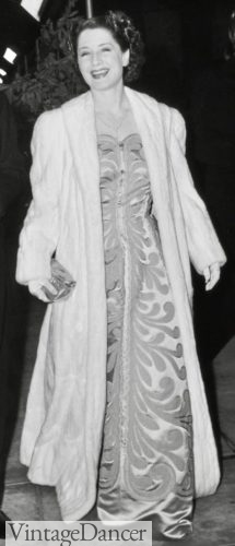 1940s fur coat and evening gown