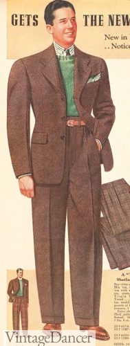1940 men's suit with green sweater vest