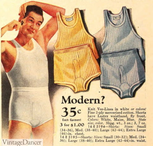 1940s Men's Underwear: Briefs, Boxers, Unions, & Socks