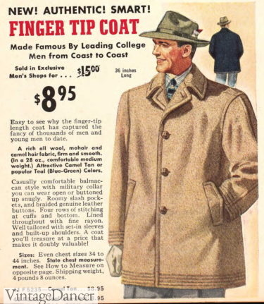1940s mens short coat winter reversible fingertip coat