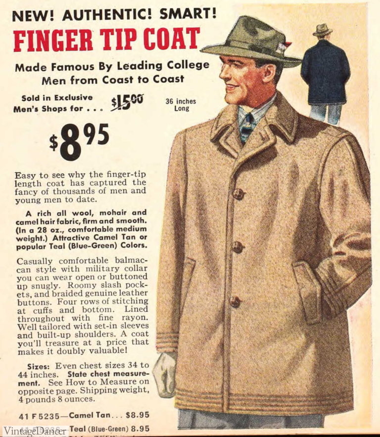 1940s Men's Coats and Jacket Styles & History