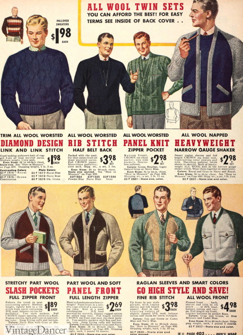 Men's Vintage Sweaters History 20s, 30s, 40s, 50s, 60s, 70s, 80s