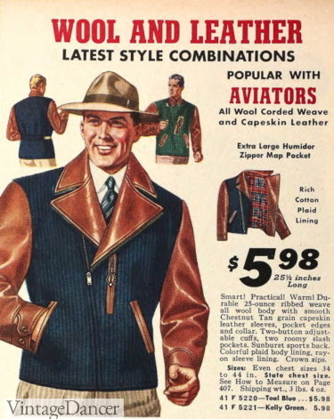 1940 wool and leather aviator jacket