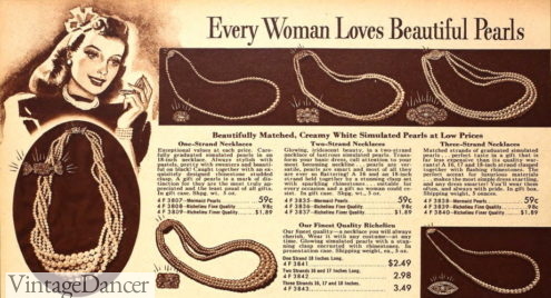 1940 "Every Woman Loves Pearls" 1940s jewelry