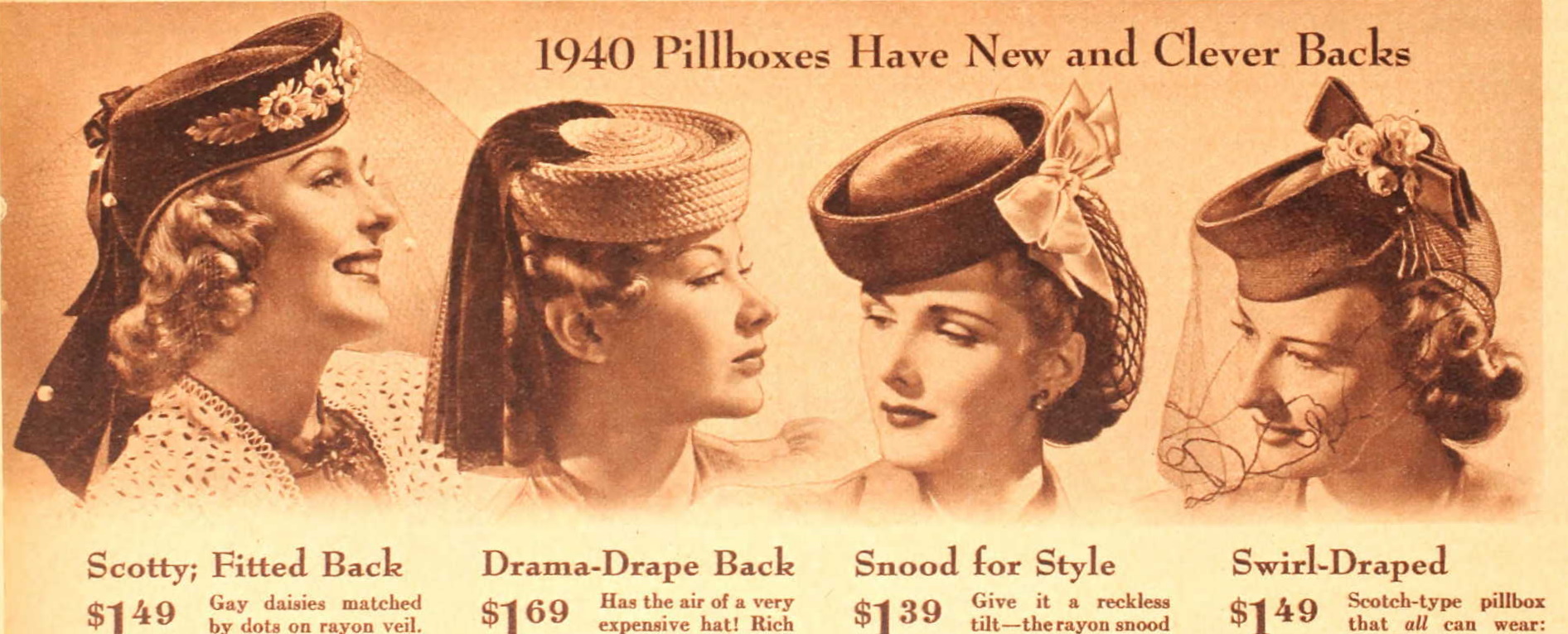 1940 dressy pillbox hats