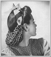 1940s Half snood with ribbon bow tie