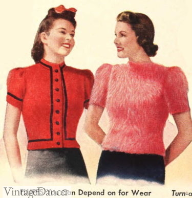 1940 Fluffies sweater tops Angora rabbit hair shirts