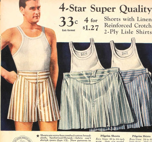1940 mens vintage yoke front shorts (boxers) underwear WW2
